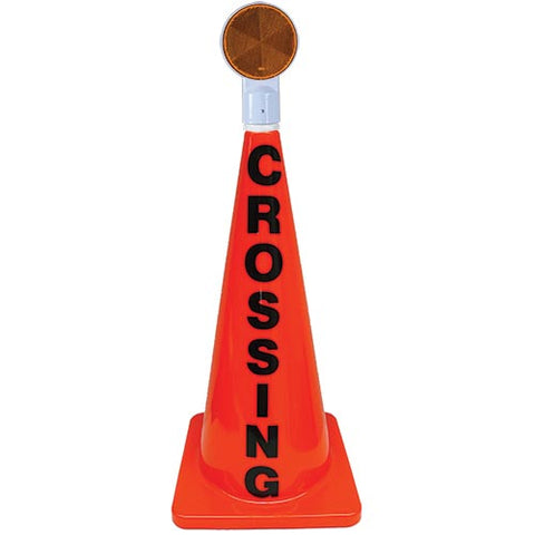 28" Orange Message Cone w- Reflector (Crossing)