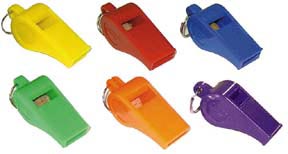 Colored Officials Whistle - Set of 6